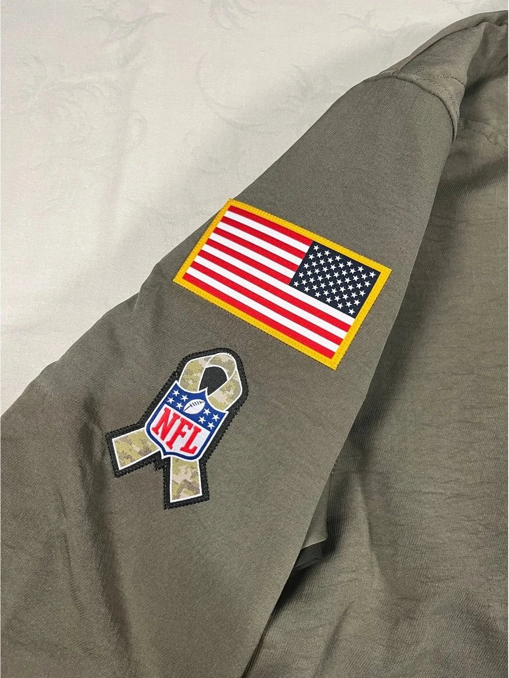 Nike Green Bay Packers Salute to Service Olive Bomber Jacket Fleece Lined Large